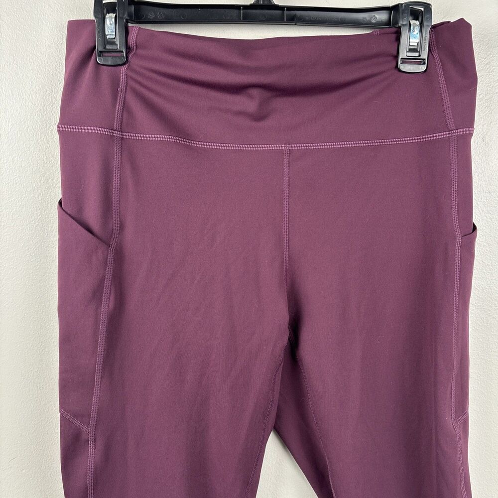 Fabletics PureLuxe Leggings Womens XL Grape Logo Pockets High Waist Gym Running